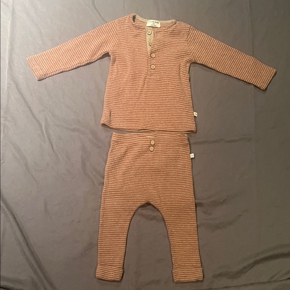Cozy Striped Kids Pajama Set - Brown